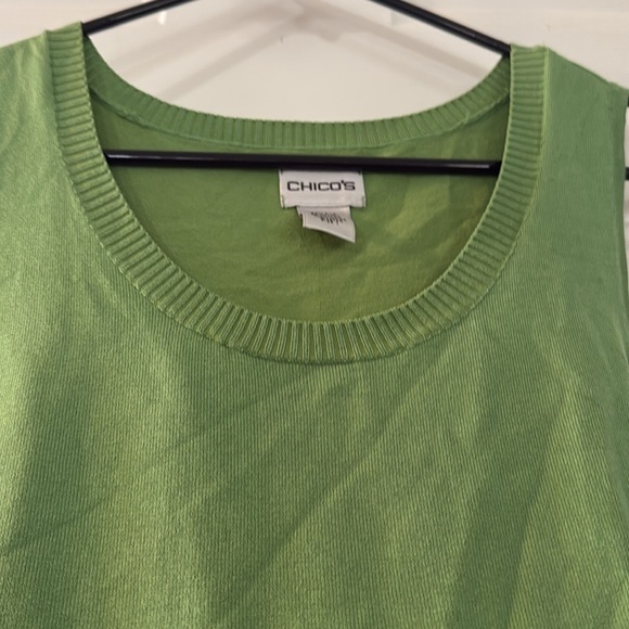 Chicos Silk Blend Sweater Vest Sleeveless Top in Lime Green Workwear Size Small - Picture 2 of 7